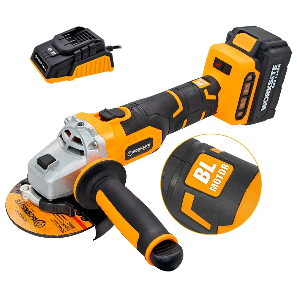 WORKSITE бесщеточный угловой шлифовальный станок 20 в беспроводной портативный металлический бетонный Резак Инструменты машина 115 мм Батарея мощность беспроводной шлифовальный станок