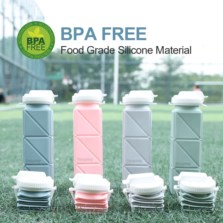 Reusable Silicone Foldable Water Cup Portable Travel Outdoor Running Health Sports Folding Food Grade Collapsible Water Bottle