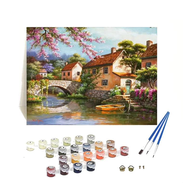 wholesale new DIY digital painting by numbers scenery landscape modern oil paint by numbers for adults