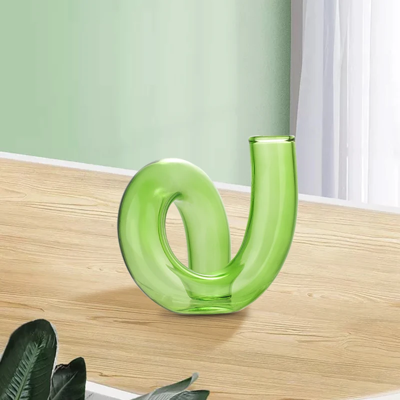2022 Unique Design Multiple Usage Reused Colored Glass Flower Vases and Candle Holder for Home Decor