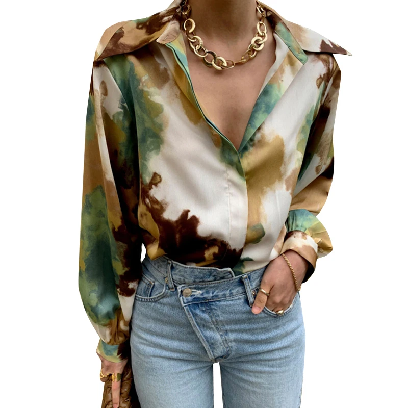 ANSZKTN Lapel Collar Long Sleeve Slim Fit Casual Shirts Top Female 2021 Spring