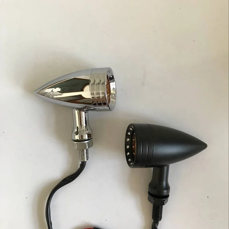 CNC Motorcycle Bullet LED Turn Signal Lamp Chrome Motorcycle Blinker Indicator Front Rear Turn Light
