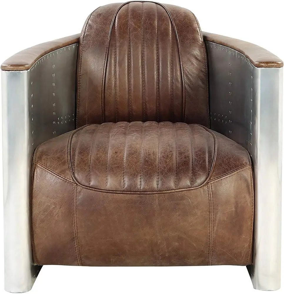 
ACME brancaster retro pu leather aluminum back armchair aviator Accent armchair 