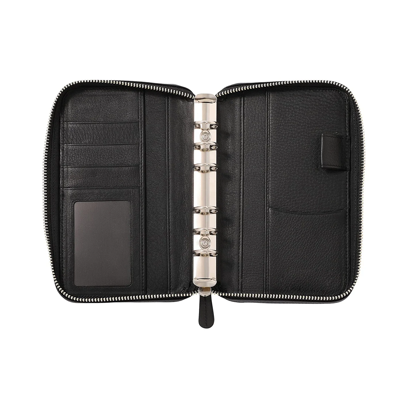 Large Capacity with 6 Ring Binder Passport Card Holder Money Saving Cash Budget Planner Zipper Wallet Wholesale Pu Leather Long