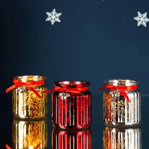 Candle Jar Empty Glass with Bamboo Lid Wholesale Colorful Print Handmade Silk Metal Cylinder