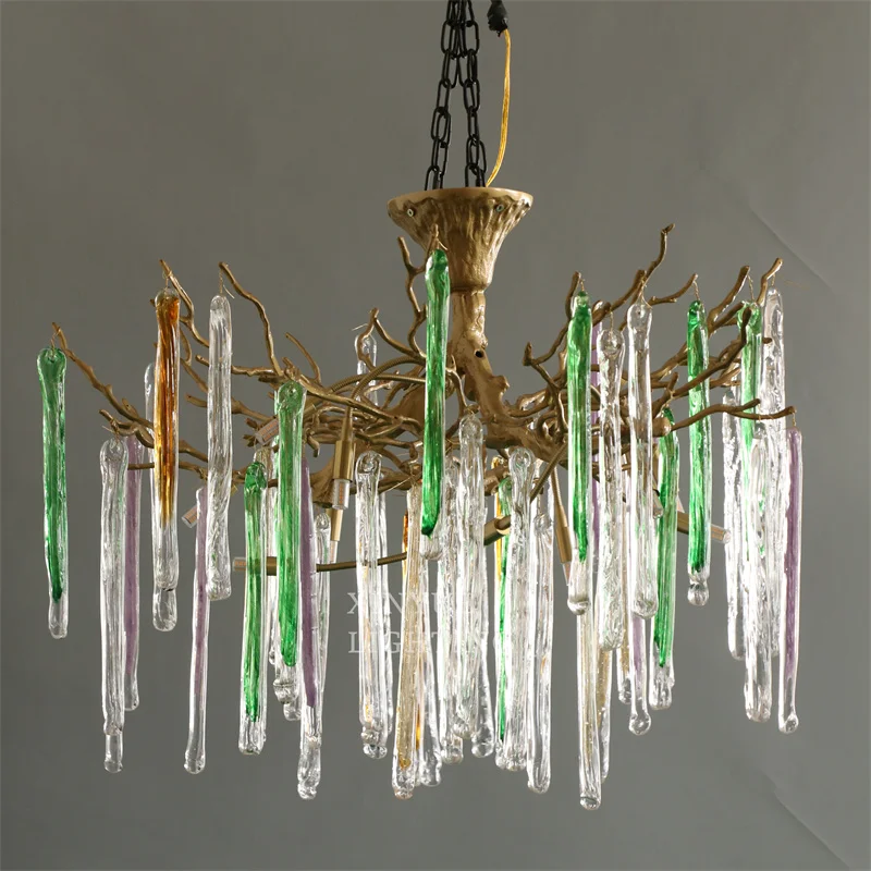 Luxury Colorful Crystals Glassdrop Pendant Lamp Riserva Crystal Brass Chandeliers Lights for Living Loom bedroom restaurant