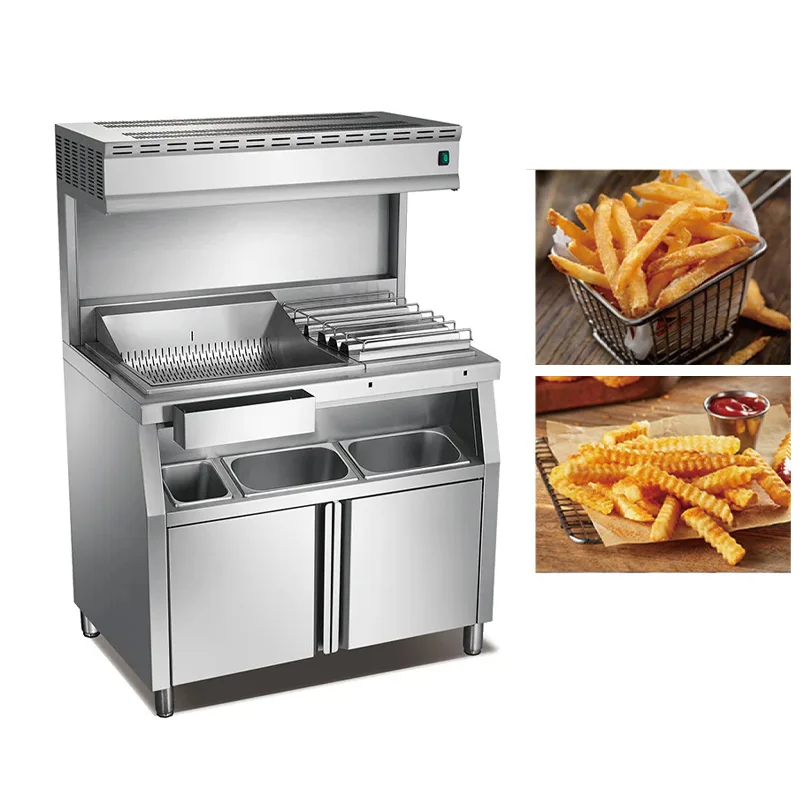 Kitchen KFC Food Display Equipment Free Standing Chips Dump Warming Station Heated Cabinet French Fries vending machine Sanck