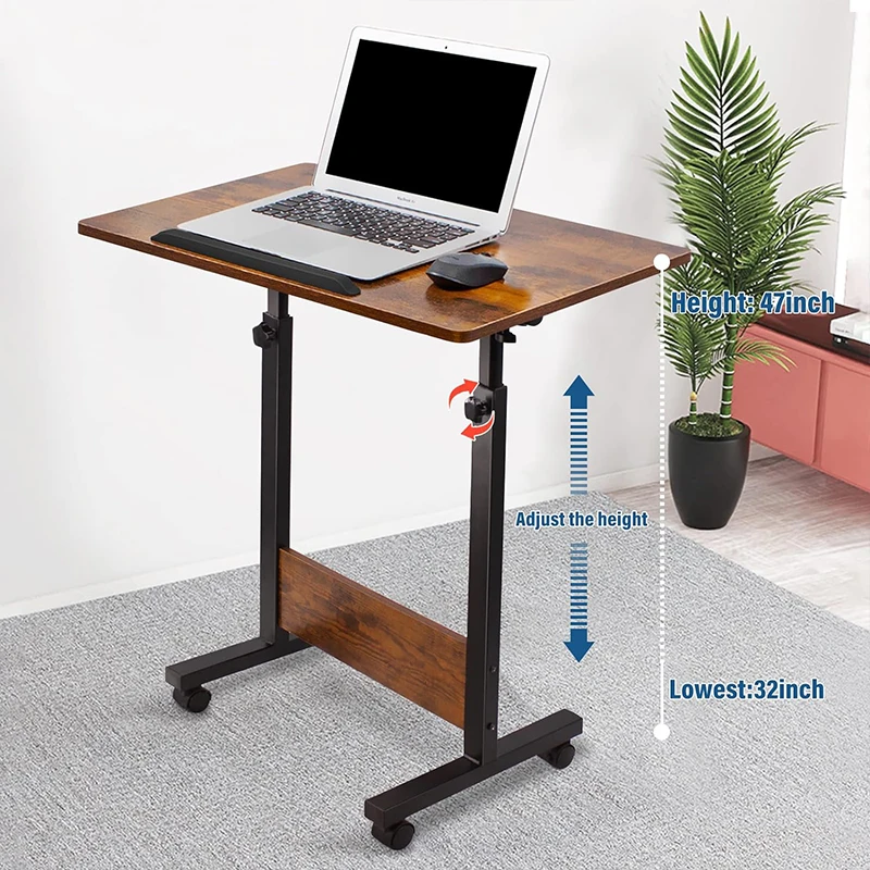 Easy to Assemble Rolling Computer Workstation with Lockable Wheels for Home Office