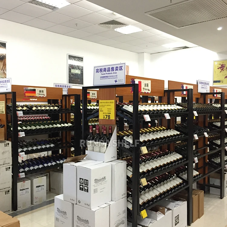 wooden wine whiskey bottle display stand fixtures shelf