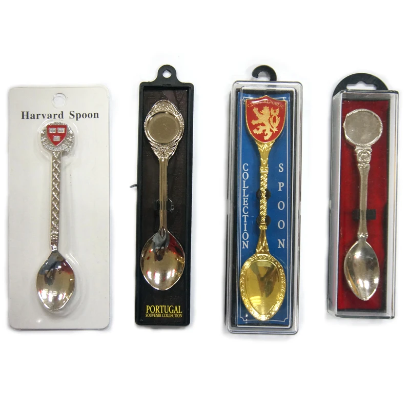 custom hard enamel zinc alloy collectible souvenir spoon