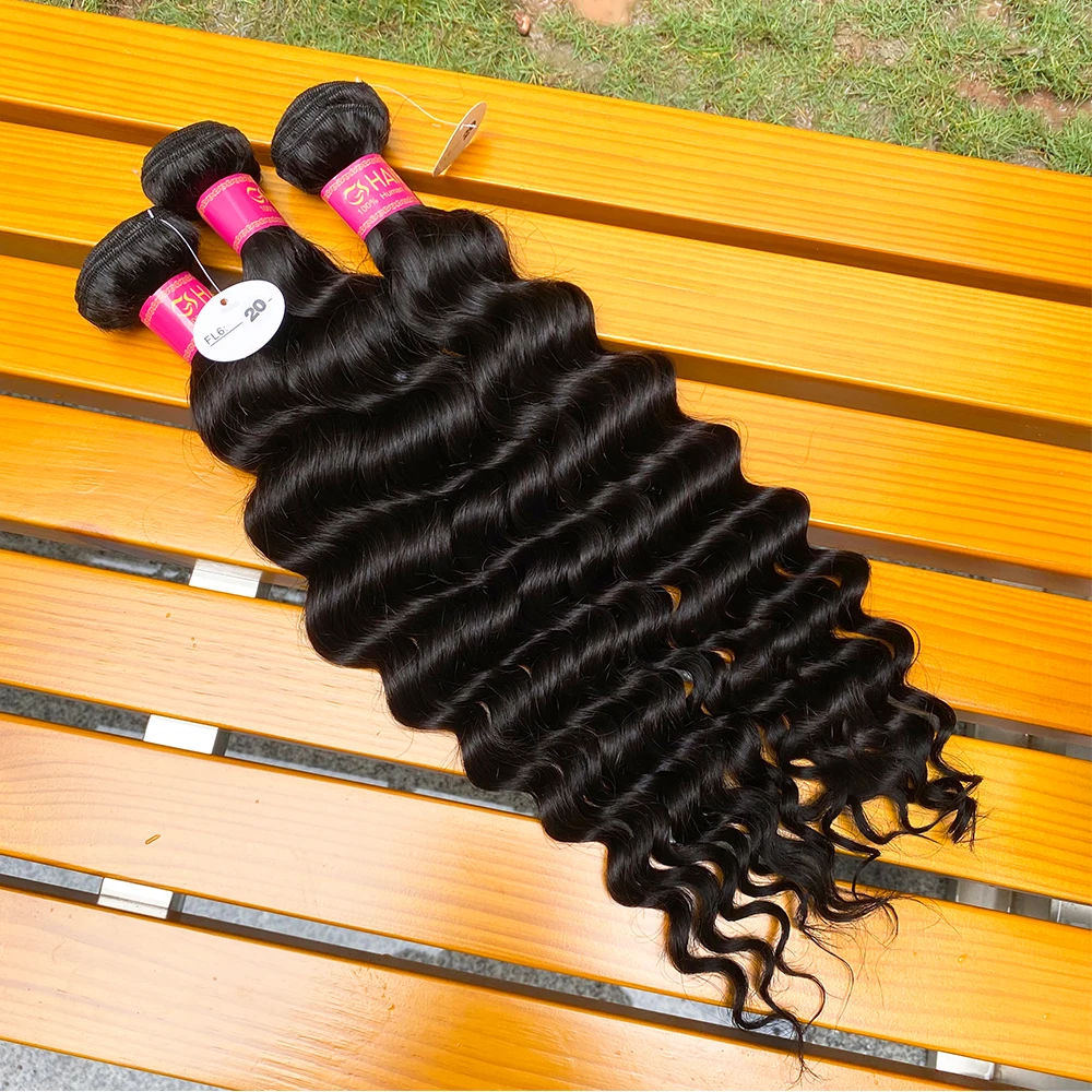 GS hair company guangzhou wholesale market spring curly deep wave virgin brazilian hair bundles for biack women