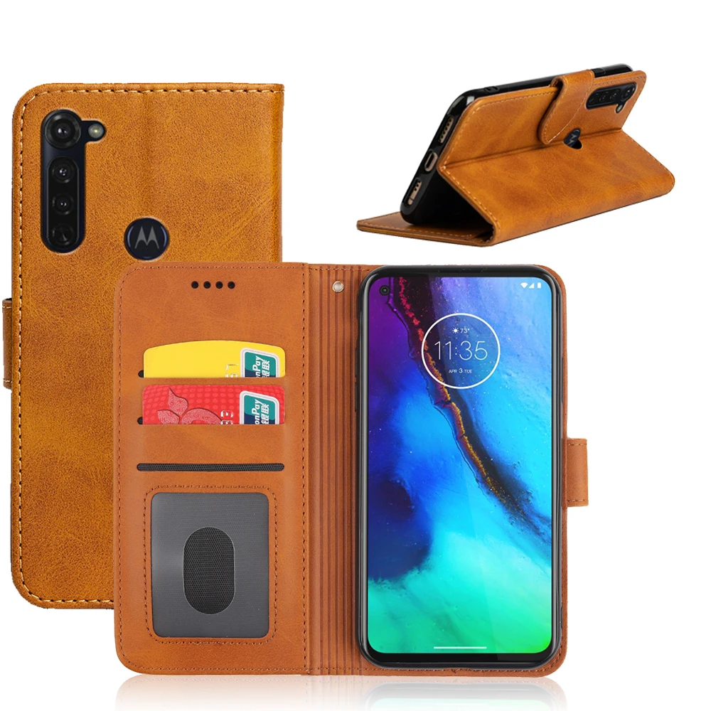  back cover phone Case with ID card slot Retro Luxury Flip Leather wallet For Motorola Moto G8 Power E7 Edge 20 Pro lite