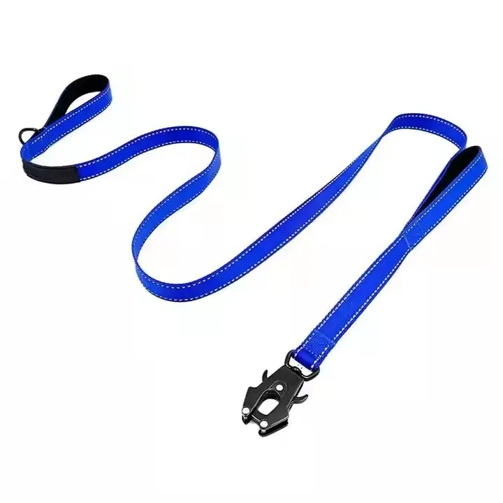 High quality heavy-duty pet dog chain nylon reflective safety dog leash with padded handle and frog clip