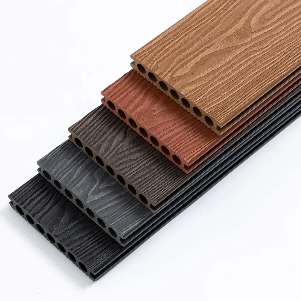 2024 New Style 3D Embossing Normal european sun-proof outdoor exterior High Performance heat-mitigating solid wpc decking panel
