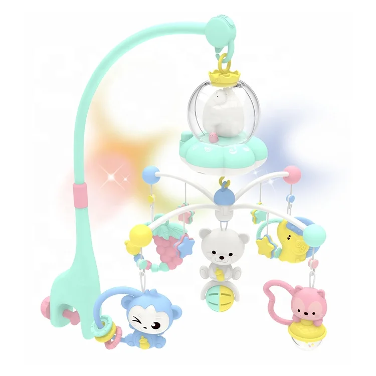 Infant Bed Bell Electric Crib Mobile With Detachable Little Animal Rattle