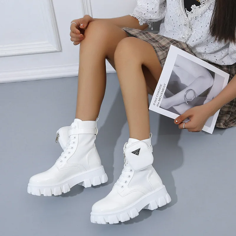 Plus size pocket Martin boots 2021 new strap shiny personality style ladies fashion ankle winter boots for women