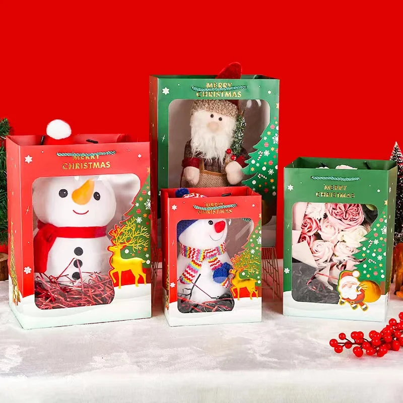 2023 new design christmas gift paper bag open window paper bag