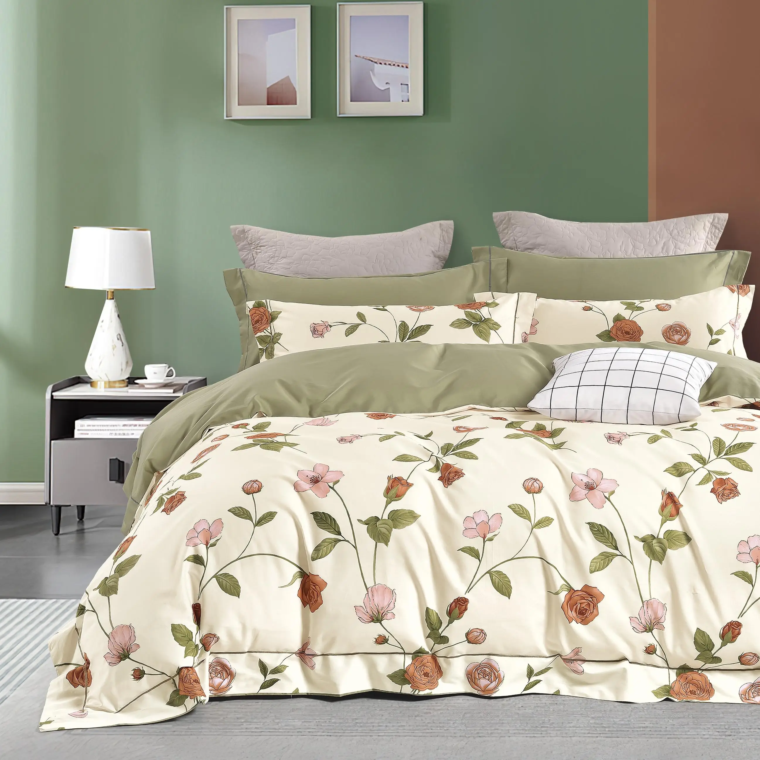 European design combed yarn cotton twill weave fabric 200tc cotton bed sheet set fabric