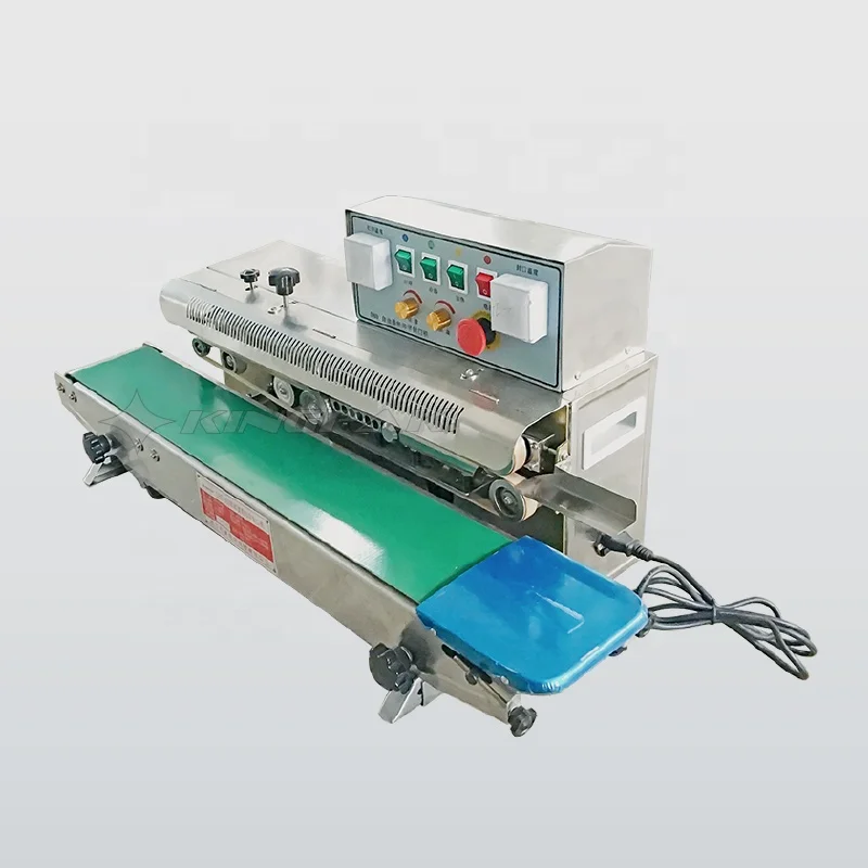 
CBS980P Continuous Automatic Plastic Bag Heat Sealer With Ink Wheel Printing 