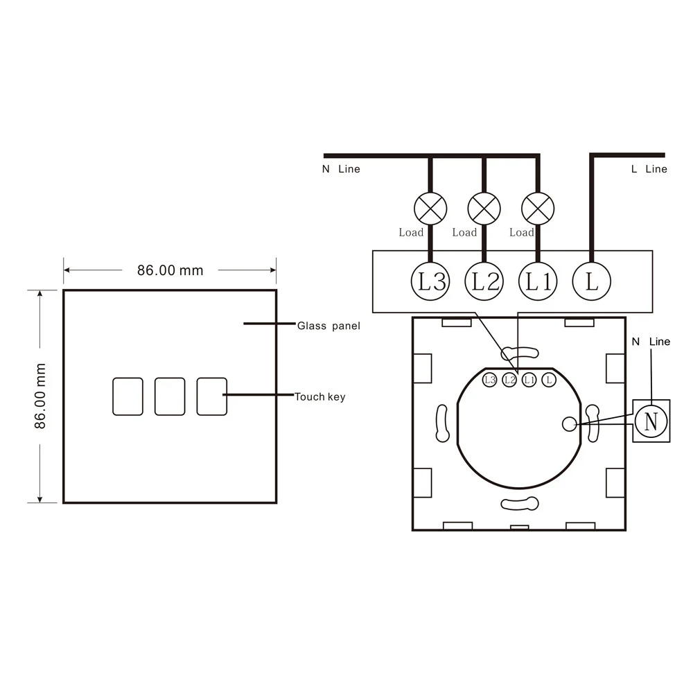 Cnskou EU 3gang 1way Luxury Glass Panel home automation touch switch