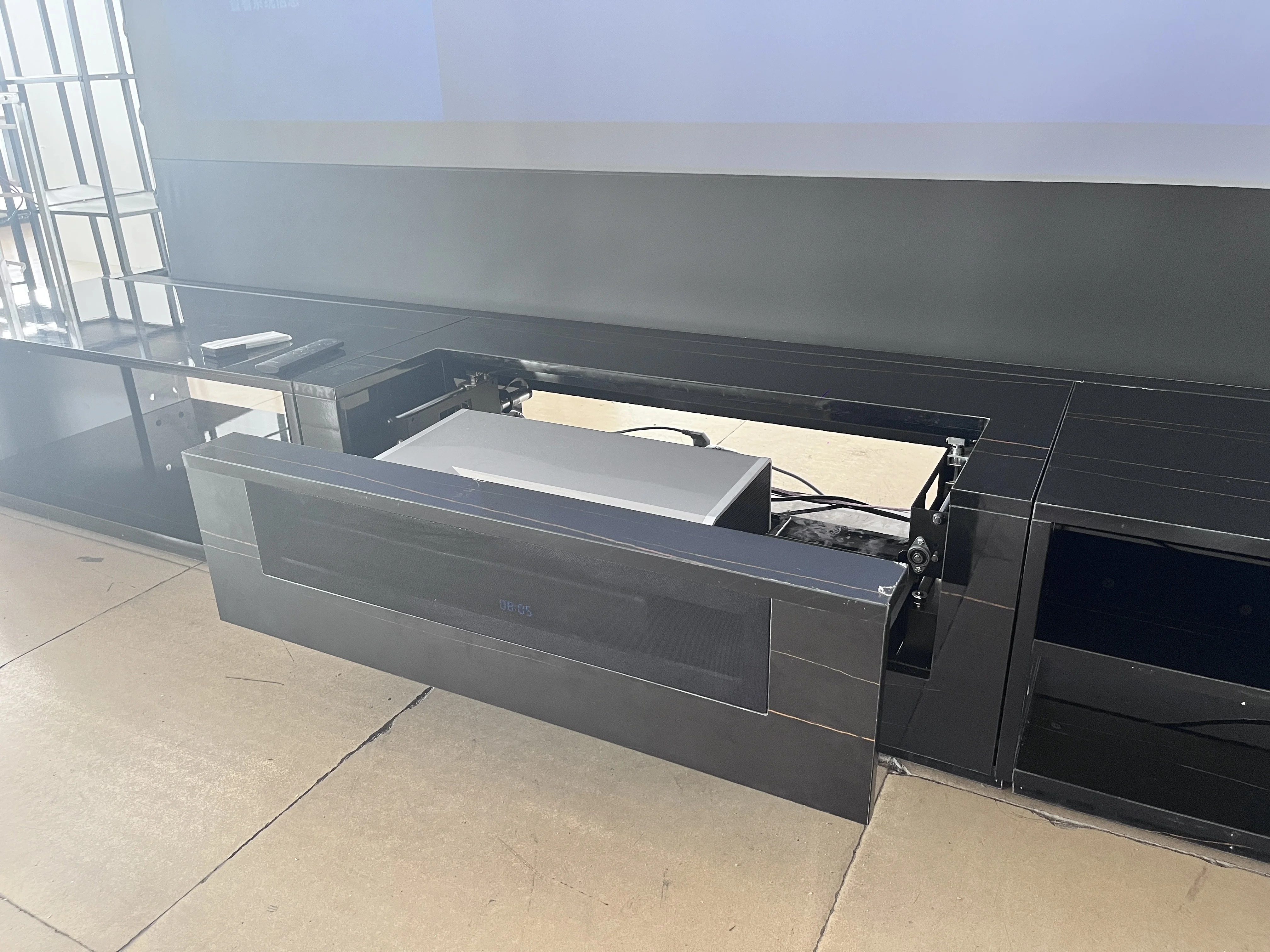 Living room home Theater Intelligent UST Projector Cabinet for ALR motorized floor rising  projection screen