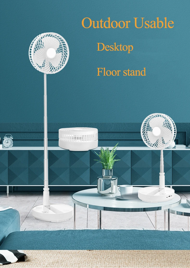 Hot Picks Portable Foldable Telescopic USB Rechargeable Floor Desk Fan Air Cooler Partner Fan China Factory Distributor Price