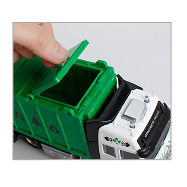 Alloy Rally Car Sliding Sanitation Truck Model with Lights Diecast Car Diecast Toy Vehicles Set For Children