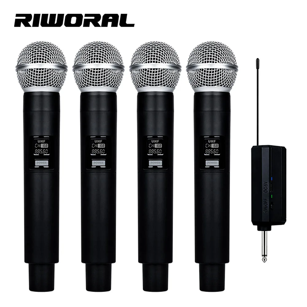 PG48 Professional Handheld 4 Channel Cordless Universal Condenser Microphone Studio Recording Karaoke Microfono