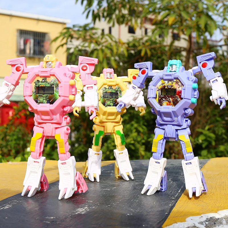 Funny Gift Intelligent Digital Transform Toys Kids Robot Watch Educational Toy Children Toys Acceptbale as Picture 5 Cartons ABS