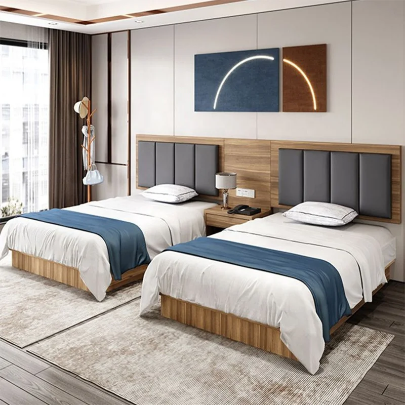 Full set of hotel furniture customized supplier, 5-star hotel apartment bedroom bed furniture set
