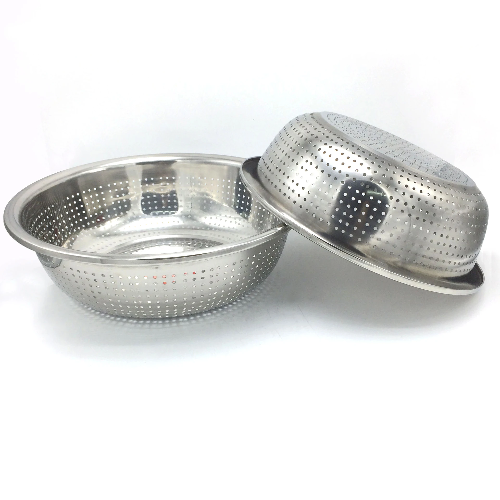 304 Stainless steel basin basket bowls sieve draining basin Large Strainer Colander Draining Basket Washing bowl