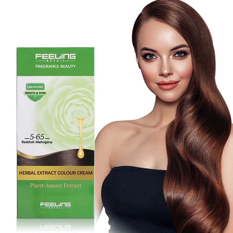 Private label 24 Colors Home Use Hair Dye Permanent Herbal Ingredient Retail Hair Color Cream of Red Mahogany Colors