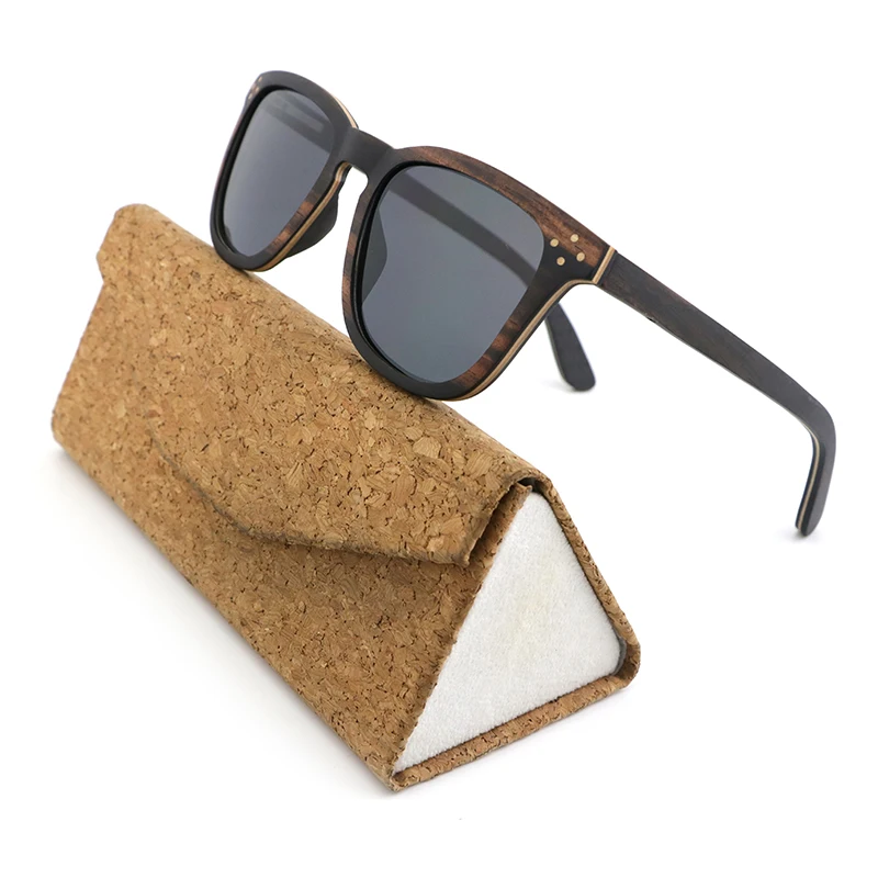 2023 wholesale custom logo black wood frame temple carbon fiber frame TAC polarized sunglasses