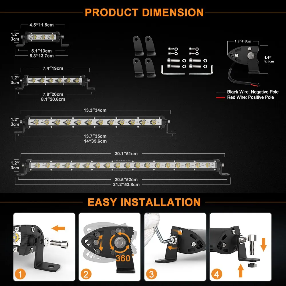 7 inch 18w Slim Led Light Bar  Flood Spot LED Bar Work Lamp Driving light For Jeep Truck Trailer Offroad ATV 4X4 Car 12V 24V