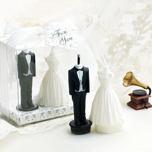 Bride White Wedding Dress Shaped Candles
