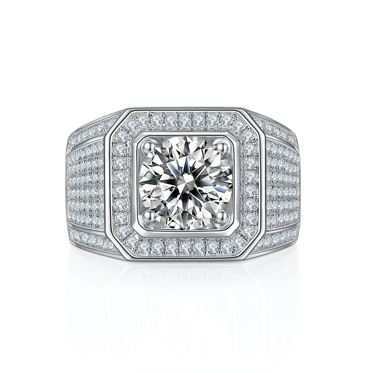 US JEWELS Moissanite Jewelry Diamond Ring Men 3ct VVS Moissanite Diamonds gift Hip Hop Band Ring