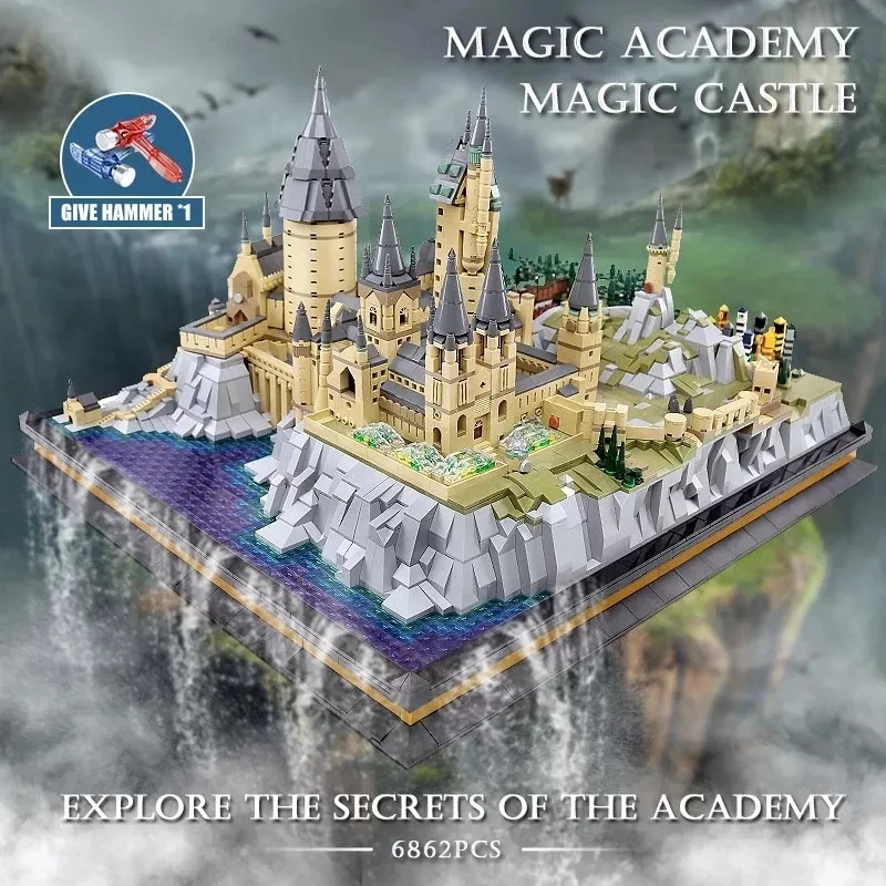 Mould King 22004 Street View Series Building Block Toys 6862Pcs DIY Detachablesets Large Hogwarts Castle Building Block Set