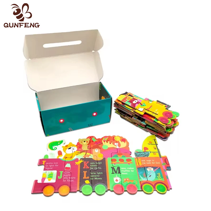 Custom Design Special shaped irregular paper jigsaw puzzle animal toy train Alphabetic ABC For Kid