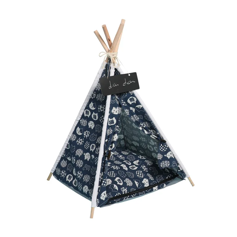Breathable Tepee Frame Travel Hous Cave Bed Indoor Tent Pet Large Tower Wood Cat Dog House