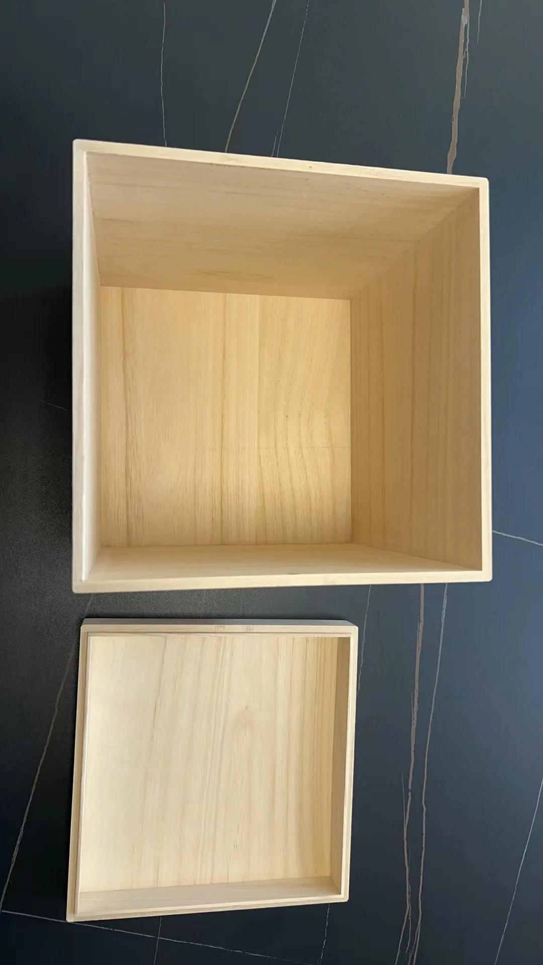 Rustic Wooden Storage Box Container with Hinged Lid and Front Clasp 5.4' x 5.4' x 3.9'