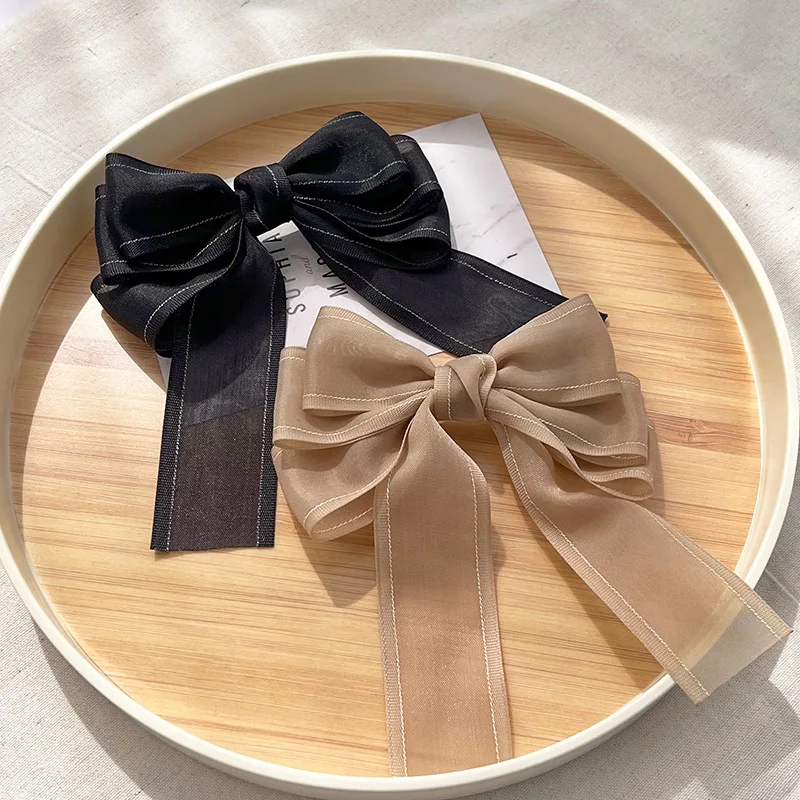 LRTOU Wholesale Summer Women Fashion Hair Clip Accessories Hairpins Purple Butterfly Textured Mesh Fabric Yarn Spring Hair Clips