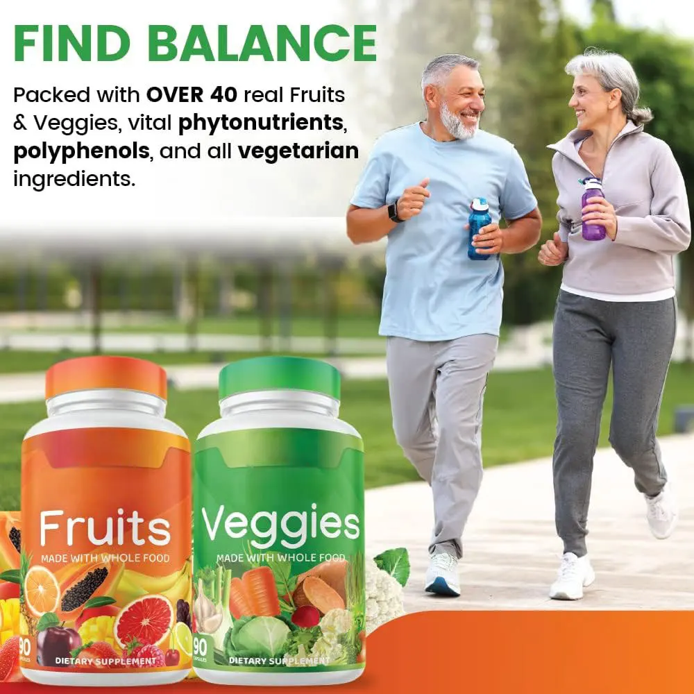 Fruit and vegetable capsules Supports a Balanced Diet No Added Sugars Enriched with Antioxidants
