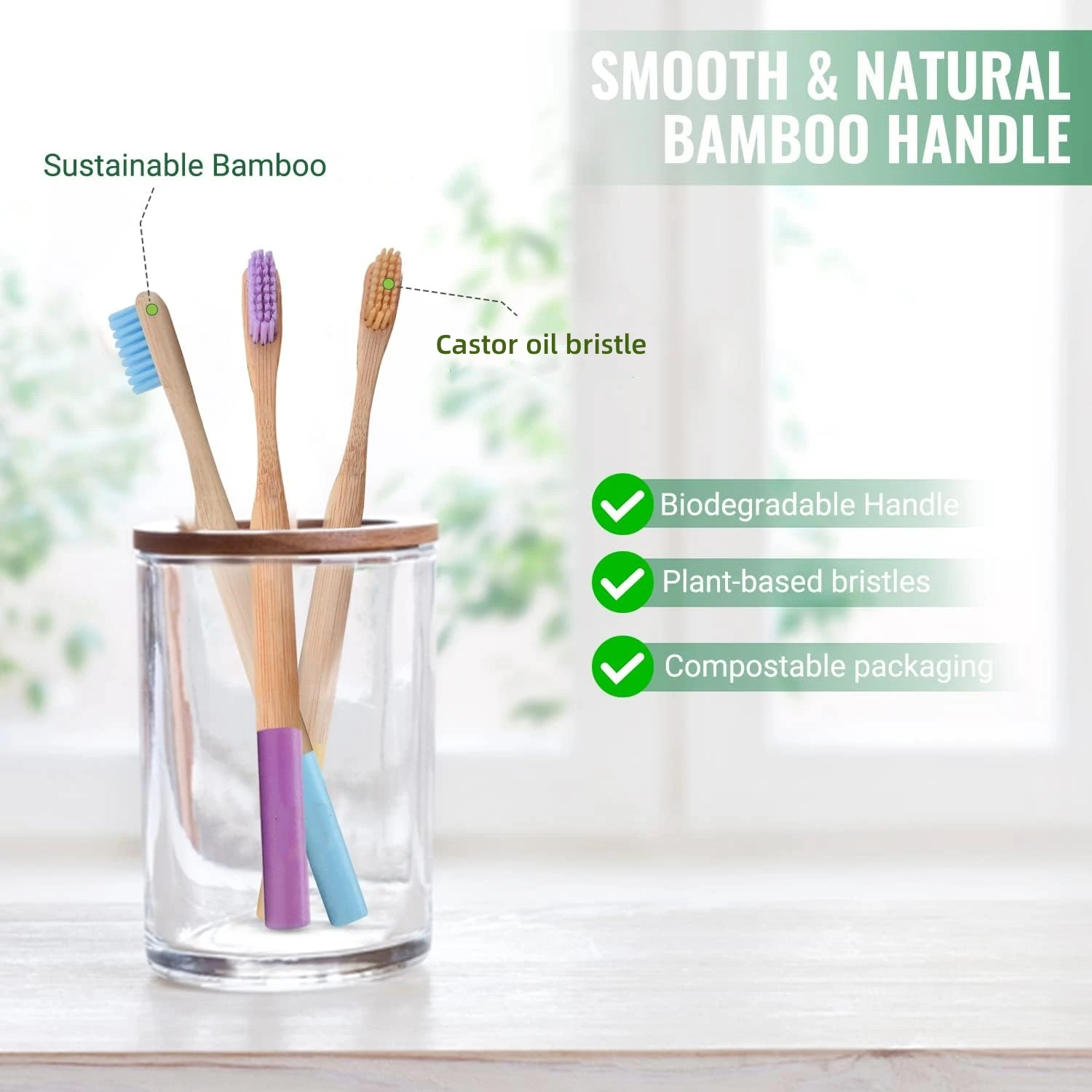 Bamboo Toothbrushes With Colorful Soft Bristles And Biodegradable Wooden Handle Toothbrush For Oral Care