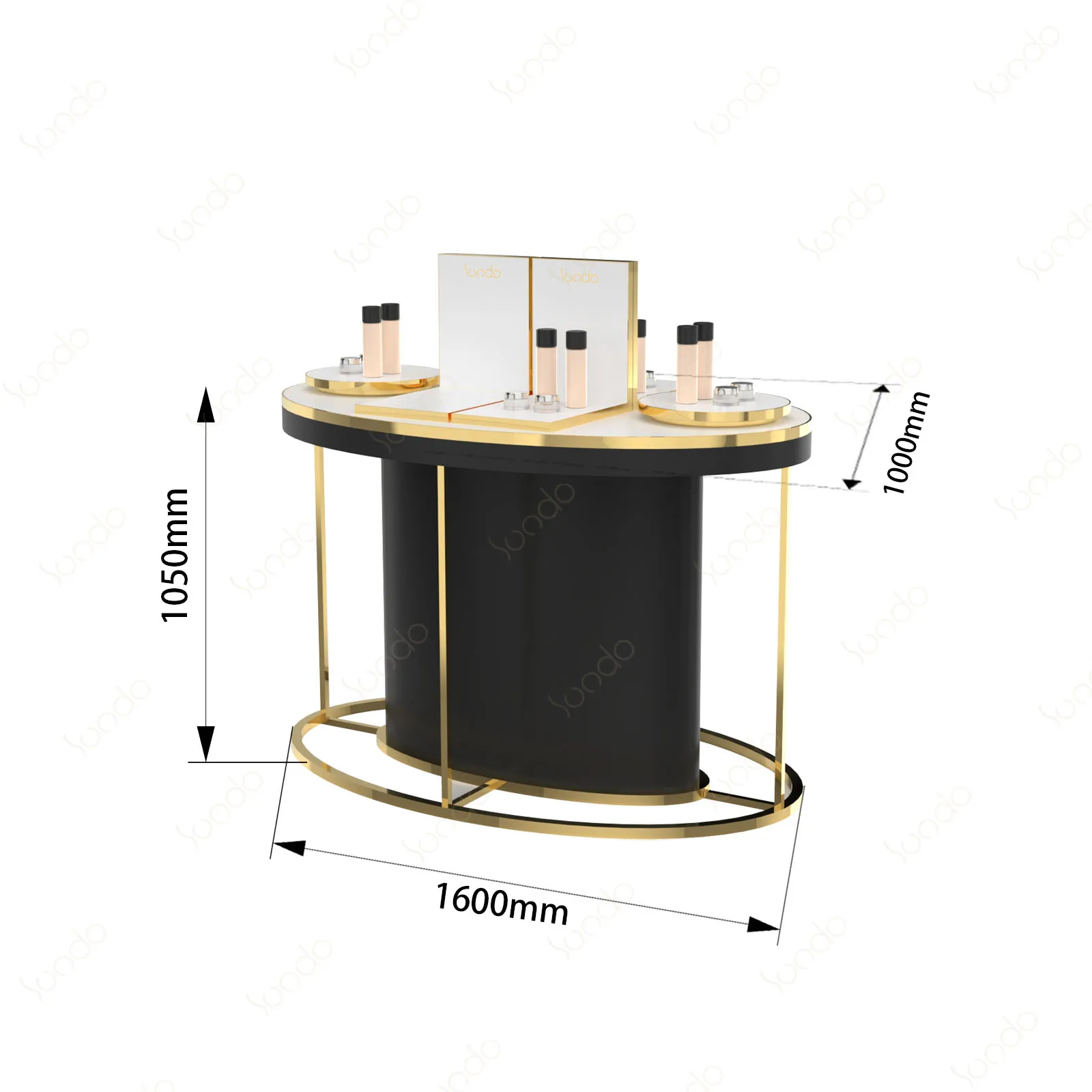 SUNDO wholesale price Beauty showcase shop furniture supply rose gold cosmetic display cabinet Wooden cabinet for perfume