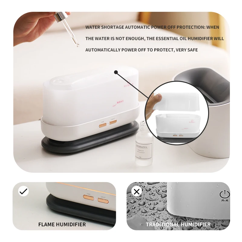 Amazon 2022 Essential Oils Scent Ultrasonic Mist Led Simulation 3D Blue Fire Flame Effect Air Humidifiers Aroma Diffusers
