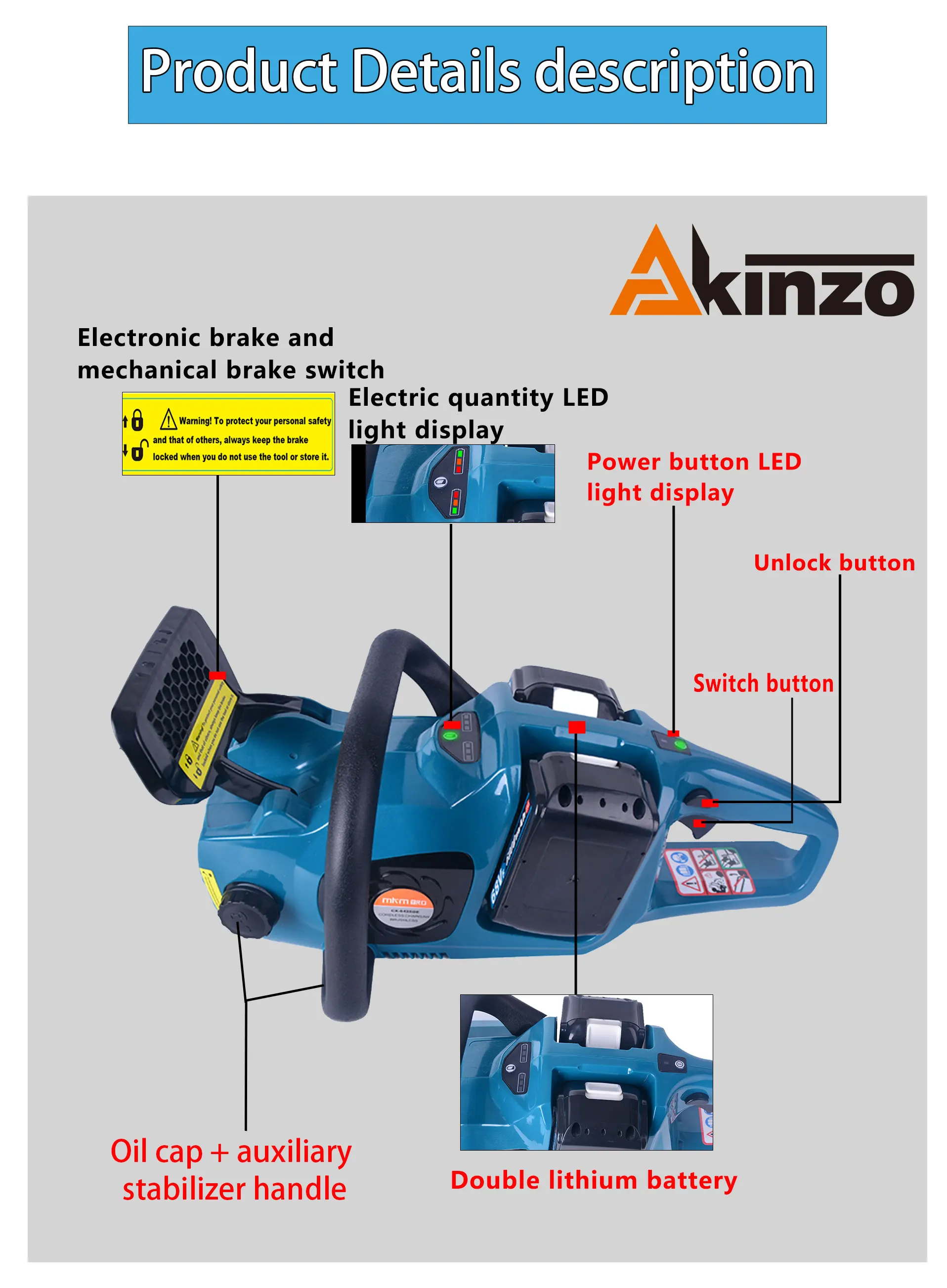 2022 Factory New Supply Equipped Two lithium Battery Handheld Portable Power Tool Cordless Chain Saw For Wood Working