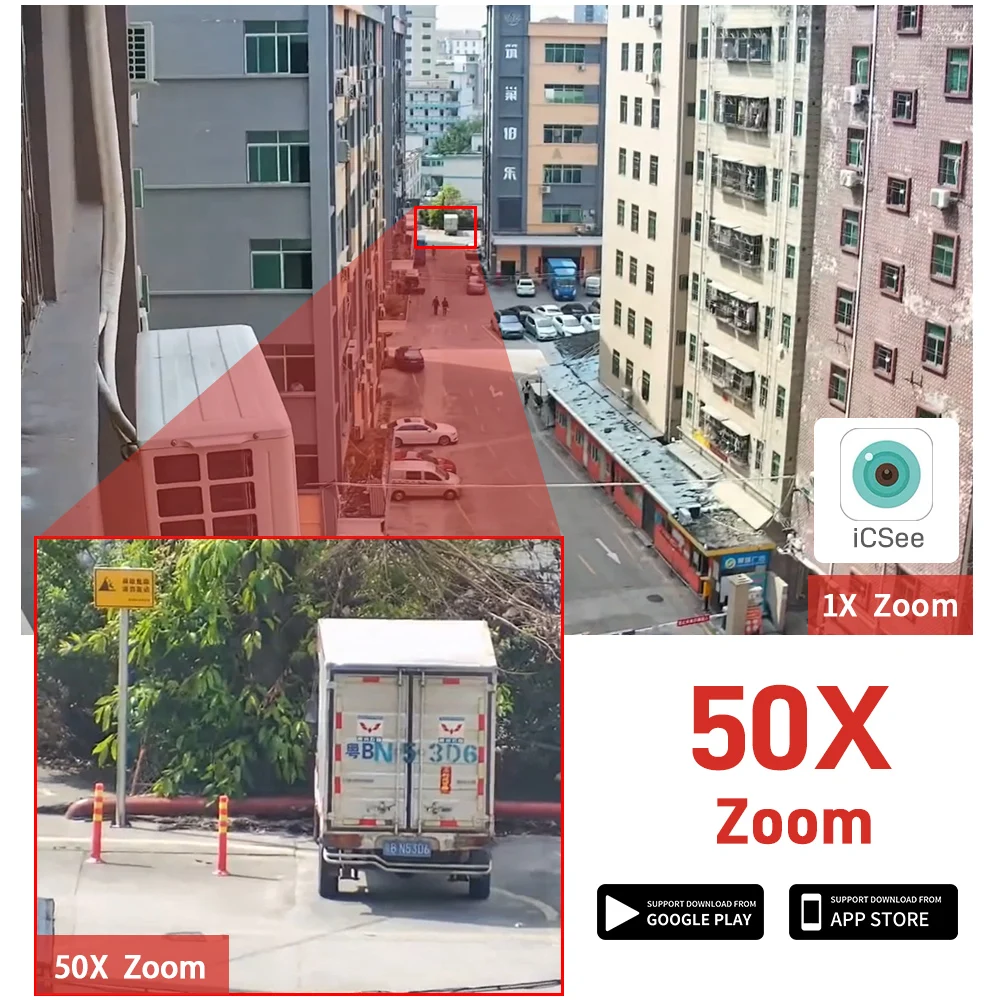 50X оптический зум Солнечная камера видеонаблюдения 30x50x оповещение Ptz 4g WiFi 8MP 4K 4G наружная