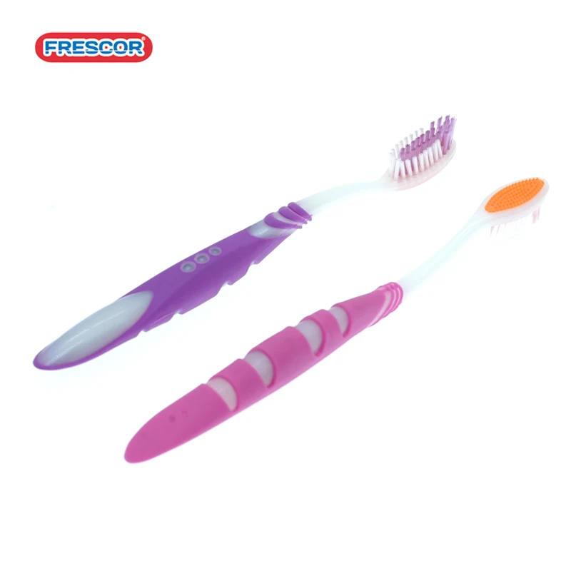 China Toothbrush Supplier OEM Private Brand Adult Plastic Toothbrush Silicone Toothbrush With Anti-Slip Handle