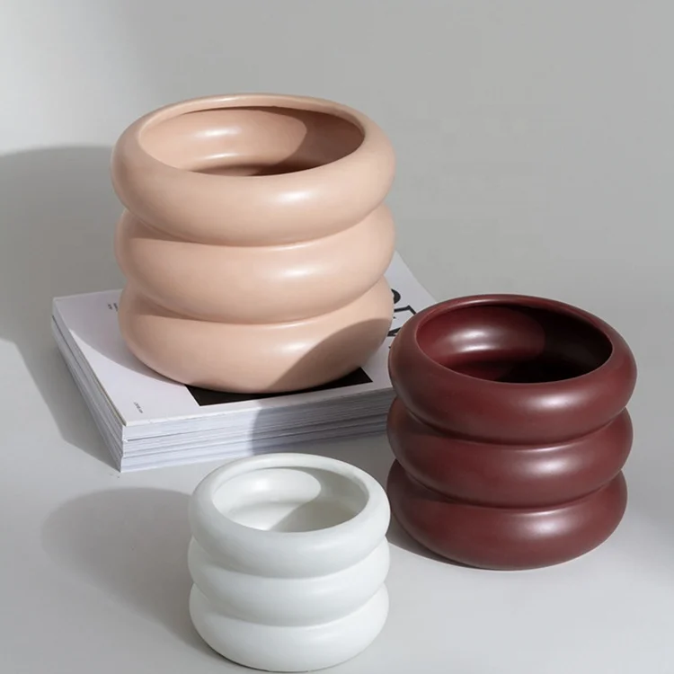 Уникальный дизайн украшение для домашнего стола оптовая продажа дешевые комнатные керамические горшки растений круглый керамический цветочный горшок в скандинавском стиле
