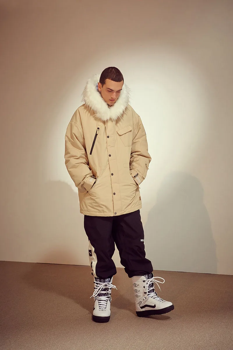 Теплая Съемная шапка с логотипом под заказ, меховая пуховая Лыжная парка, куртка с мехом